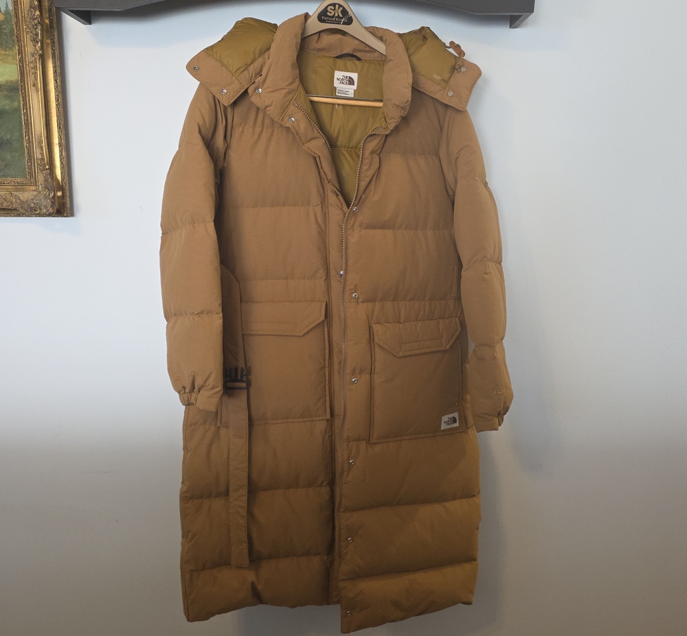 The North Face Women’s Camel/Tan Long Puffer Coat with Hood